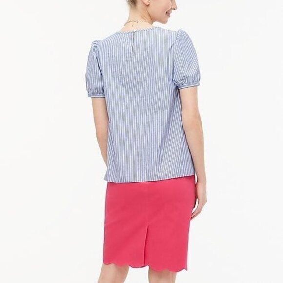NWT J. Crew Small Puff-sleeve Top Blue/white - Picture 5 of 5